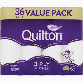 QUILTON TOILET ROLLS 3 PLY 180SS 36 PACK